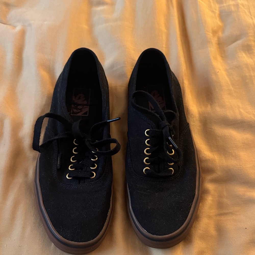 Vans Black Canvas Sneakers with Brown Sole
